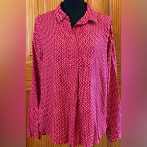 Liz Claiborne Red Patterned Top Size Petite Large